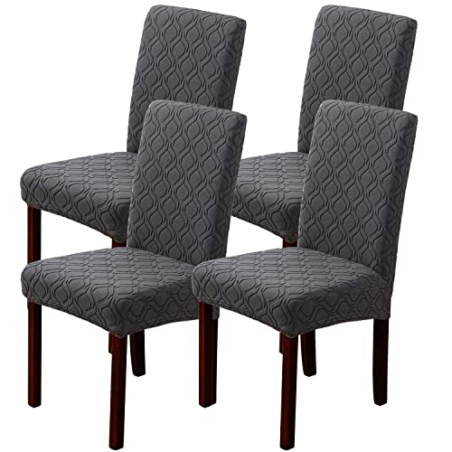 LANSHENG Stuhlhussen 4er Set, Stretch Stuhlhussen Schwingstühle, Abnehmbarer Waschbarer Stuhlbezug für Esszimmer, Küche, Hotel (4er Set, Grau) von LANSHENG