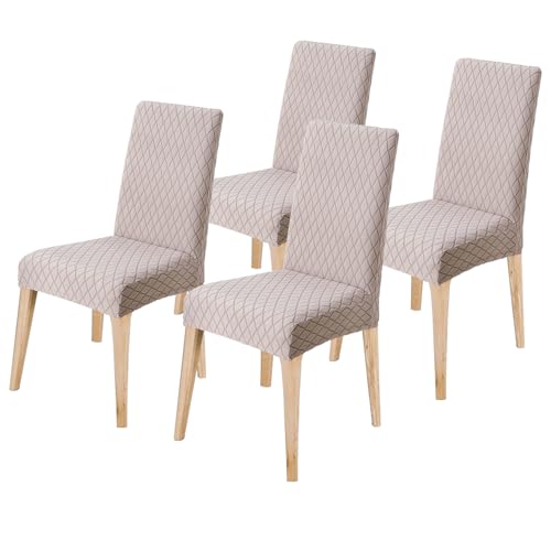 LANSHENG Stuhlhussen 4er Set, Universal Stretch stuhlbezug Stuhlüberzug Esszimmerstühle Bezug, Elastische Moderne Abnehmbar Waschbar Stuhlhussen für Esszimmerstühle, Küche, Hochzeit, Bankett, Taupe von LANSHENG