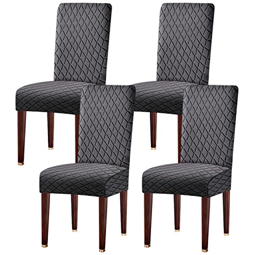 LANSHENG Stuhlhussen 4er Set, Universal Stretch stuhlbezug Stuhlüberzug Esszimmerstühle Bezug, Elastische Moderne Abnehmbar Waschbar Stuhlhussen für Esszimmerstühle, Küche, Hochzeit, Bankett, Grau von LANSHENG