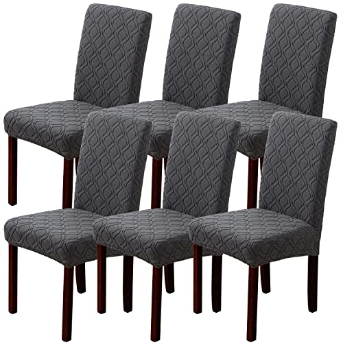 LANSHENG Stuhlhussen 6er Set, Stretch Stuhlhussen Schwingstühle, Abnehmbarer Waschbarer Stuhlbezug für Esszimmer, Küche, Hotel (6er Set, Grau) von LANSHENG