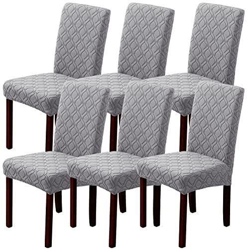 LANSHENG Stuhlhussen 6er Set, Stretch Stuhlhussen Schwingstühle, Abnehmbarer Waschbarer Stuhlbezug für Esszimmer, Küche, Hotel (6er Set, Hellgrau) von LANSHENG