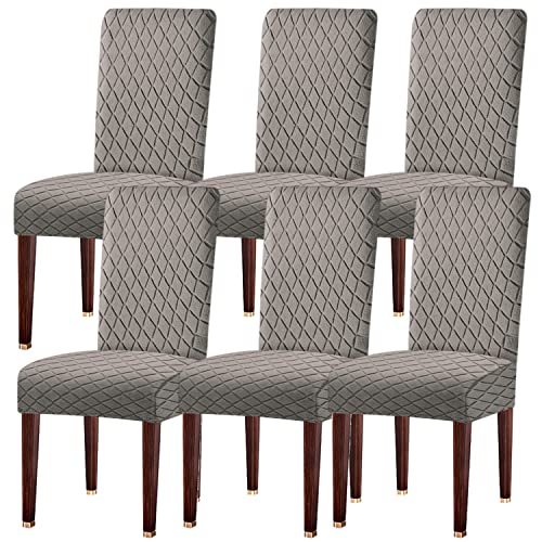 LANSHENG Stuhlhussen 6er Set, Universal Stretch stuhlbezug Stuhlüberzug Esszimmerstühle Bezug, Elastische Moderne Abnehmbar Waschbar Stuhlhussen für Esszimmerstühle, Küche, Hochzeit, Bankett, Taupe von LANSHENG