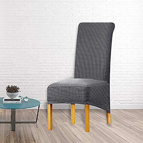 LANSHENG Stretch XL Stuhlhussen für Esszimmerstühle 2/4/6 Pcs Stuhl Schutzbezug, elastische Stuhl Protector Sitzbezüge für Esszimmer Hochzeitsbankett Party Dekoration (Dunkelgrau 1,2 pcs) von LANSHENG