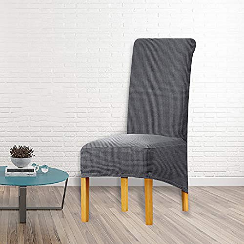 Stretch XL Stuhlhussen für Esszimmerstühle 2/4/6 Pcs Stuhl Schutzbezug, elastische Stuhl Protector Sitzbezüge für Esszimmer Hochzeitsbankett Party Dekoration (Dunkelgrau 1,6 pcs) von LANSHENG