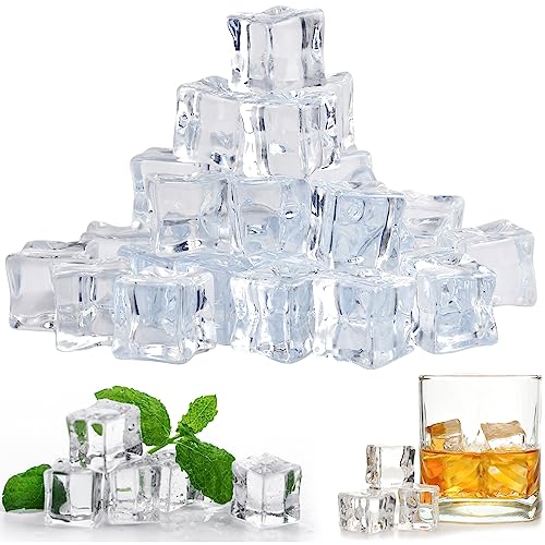 LANSKYLAN 25 Stück Künstliche Acryl Eiswürfel Wiederverwendbar Dauereiswürfel Klar 30MM Plastikeiswuerfel Eiswürfel aus Plastik Reusable ice Cubes Plastic Partyeiswürfel für Fotografie Requisiten Deko von LANSKYLAN