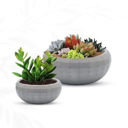 LANTBERG®️ | Premium 2er-Set Blumentopf 4,2 L + 0,7 L | Selbstbewässerungssystem mit Wasserspeicher | Pflanzengefäß Übertopf Grau für Innen- und Außenbereich | Arrangement Plant Pot Set (Granit Grau) von LANTBERG