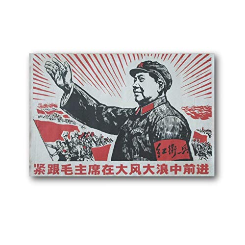 LANTOU Chinesische Propaganda-Poster "Followed Chairman Mao through the Storm", Wandkunst, Poster, Geschenke, Schlafzimmer, Heimdekoration, hängendes Bild, Leinwand, Poster, 40 x 60 cm von LANTOU