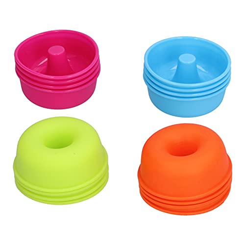 LANTRO JS 16 Stück Silikon-Donut-Formen, antihaftbeschichtet, runde Mini-Donut-Muffin-Becher, leuchtende Farbe, wiederverwendbare Muffin-Donut-Pfanne zum Backen von LANTRO JS