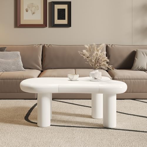 LANTRO JS Beistelltisch mit Verstecktem Stauraum, Coffee Table mit 16 Farbiger LED Beleuchtung, Wohnzimmertisch mit eleganter Cloud Form, 98x65.5x40cm, Weiß LANTRO JS Beistelltisch mit Verstecktem Stauraum, Coffee Table mit 16 Farbiger LED Beleuchtung, Wohnzimmertisch mit eleganter Cloud Form, 98x65.5x40cm, Weiß von LANTRO JS