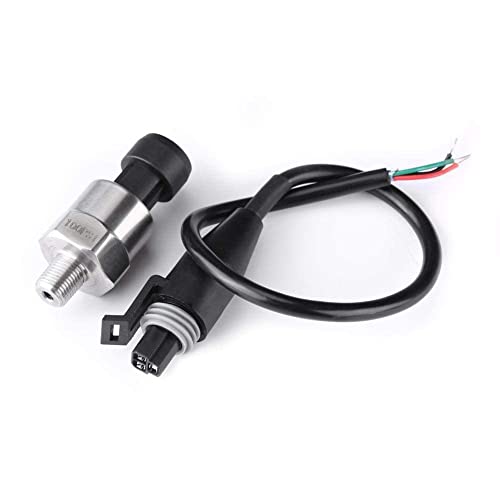 LANTRO JS DC 5V Drucksensor 1/8NPT Drucktransmitter Edelstahl Druckaufnehmer Sender für Öl Kraftstoff Luft Wasser mit Kabel (100PSI) von LANTRO JS