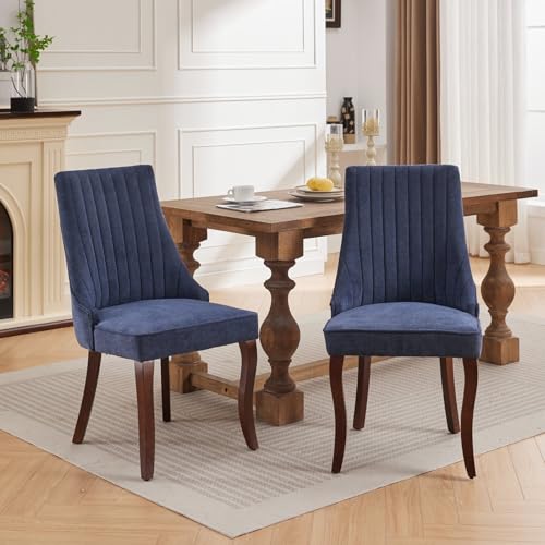 LANTRO JS Esszimmerstühle 2er Set, Geschwungenen Massivholzbeinen, Küchenstühle aus Viskosestoff, Höhenverstellbar, Essstühle mit Kissen, Blau LANTRO JS Esszimmerstühle 2er Set, Geschwungenen Massivholzbeinen, Küchenstühle aus Viskosestoff, Höhenverstellbar, Essstühle mit Kissen, Blau von LANTRO JS