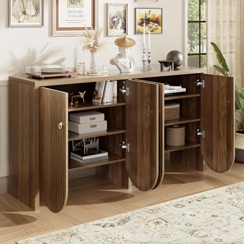 LANTRO JS Holz Sideboard, Kommode mit Verstellbaren Regalen, Goldenen Griffen, 2 Schubladen, Aufbewahrungsschrank Walnussoptik für Wohnzimmer, Esszimmer und Flur LANTRO JS Holz Sideboard, Kommode mit Verstellbaren Regalen, Goldenen Griffen, 2 Schubladen, Aufbewahrungsschrank Walnussoptik für Wohnzimmer, Esszimmer und Flur von LANTRO JS