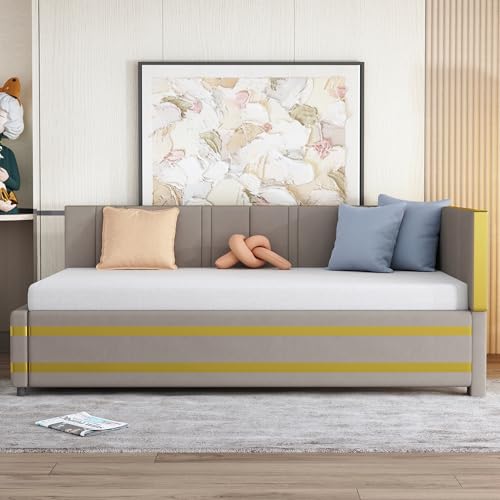 LANTRO JS Polsterbett Sofabett mit Lattenrost Hautfreundlicher Samtstoff, Schlafsessel mit Schlaffunktionen, Schlafsofa Klein für Wohnzimmer, 90x200cm, Dunkelgrau von LANTRO JS