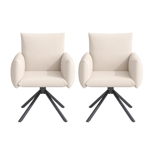 LANTRO JS Stühle Esszimmer 2er Set in 360°Lässiger Drehstuhl, Esszimmerstühle für Küche, Drehstuhl Esszimmer mit 4 Metallbeinen, Leinen, Beige LANTRO JS Stühle Esszimmer 2er Set in 360°Lässiger Drehstuhl, Esszimmerstühle für Küche, Drehstuhl Esszimmer mit 4 Metallbeinen, Leinen, Beige von LANTRO JS