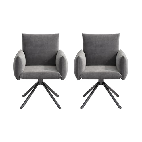 LANTRO JS Stühle Esszimmer 2er Set in 360°Lässiger Drehstuhl, Esszimmerstühle für Küche, Drehstuhl Esszimmer mit 4 Metallbeinen, Samt, Grau LANTRO JS Stühle Esszimmer 2er Set in 360°Lässiger Drehstuhl, Esszimmerstühle für Küche, Drehstuhl Esszimmer mit 4 Metallbeinen, Samt, Grau von LANTRO JS