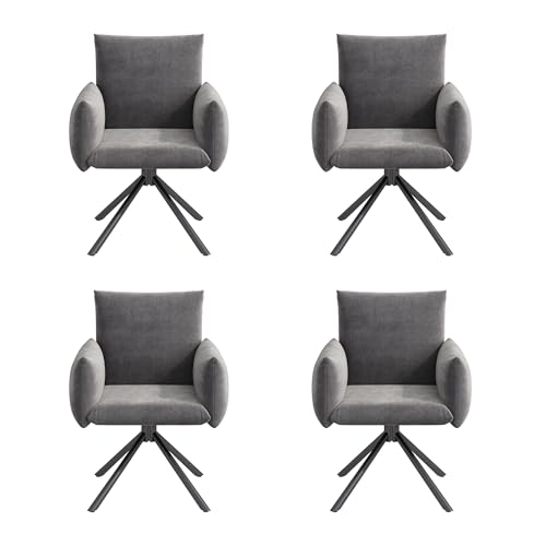 LANTRO JS Stühle Esszimmer 4er Set in 360°Lässiger Drehstuhl, Esszimmerstühle für Küche, Drehstuhl Esszimmer mit 4 Metallbeinen, Samt, Grau LANTRO JS Stühle Esszimmer 4er Set in 360°Lässiger Drehstuhl, Esszimmerstühle für Küche, Drehstuhl Esszimmer mit 4 Metallbeinen, Samt, Grau von LANTRO JS