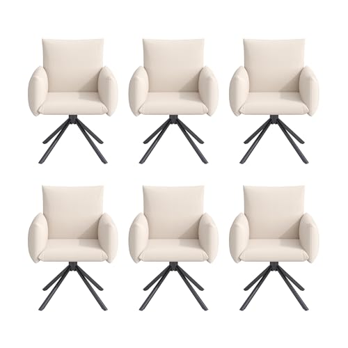 LANTRO JS Stühle Esszimmer 6er Set in 360°Lässiger Drehstuhl, Esszimmerstühle für Küche, Drehstuhl Esszimmer mit 4 Metallbeinen, Leinen, Beige LANTRO JS Stühle Esszimmer 6er Set in 360°Lässiger Drehstuhl, Esszimmerstühle für Küche, Drehstuhl Esszimmer mit 4 Metallbeinen, Leinen, Beige von LANTRO JS