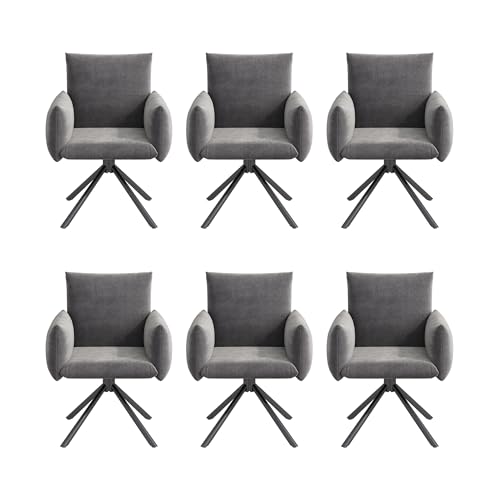 LANTRO JS Stühle Esszimmer 6er Set in 360°Lässiger Drehstuhl, Esszimmerstühle für Küche, Drehstuhl Esszimmer mit 4 Metallbeinen, Samt, Grau LANTRO JS Stühle Esszimmer 6er Set in 360°Lässiger Drehstuhl, Esszimmerstühle für Küche, Drehstuhl Esszimmer mit 4 Metallbeinen, Samt, Grau von LANTRO JS