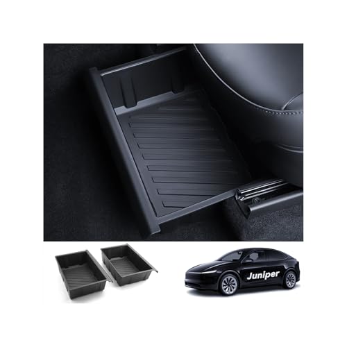 LANTU 2 Pcs Sitz Organizer Box für Tesla Model Y 2023-2025 Aufbewahrungsbox unter dem Sitz vorderen Sitzen verstecktes Fach Tesla Y 2025 Juniper Model Y Zubehör(TPE) von LANTU