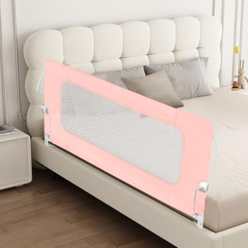 Bettgitter für Kinder, Rausfallschutz, Sicherheitsstange mit Doppelverriegelung, atmungsaktives Netz, Bettstange für Einzel- und Doppelbetten, 150 x 73-86 cm - Rosa Bettgitter für Kinder, Rausfallschutz, Sicherheitsstange mit Doppelverriegelung, atmungsaktives Netz, Bettstange für Einzel- und Doppelbetten, 150 x 73-86 cm - Rosa von LANTUS