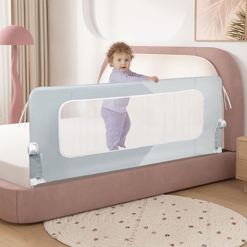 Bettgitter für Kinder, Rausfallschutz, Sicherheitsstange mit Doppelverriegelung, atmungsaktives Netz, Bettstange für Einzel- und Doppelbetten, 180 x 73-86 cm - Doppelstück grau Bettgitter für Kinder, Rausfallschutz, Sicherheitsstange mit Doppelverriegelung, atmungsaktives Netz, Bettstange für Einzel- und Doppelbetten, 180 x 73-86 cm - Doppelstück grau von LANTUS