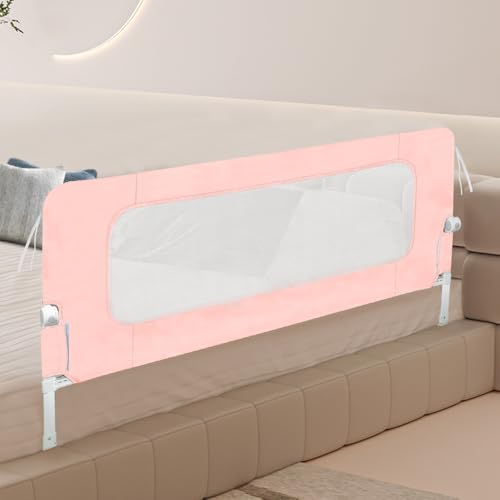 Bettgitter für Kinder, Rausfallschutz, Sicherheitsstange mit Doppelverriegelung, atmungsaktives Netz, Bettstange für Einzel- und Doppelbetten, 180 x 73-86 cm - Rosa Bettgitter für Kinder, Rausfallschutz, Sicherheitsstange mit Doppelverriegelung, atmungsaktives Netz, Bettstange für Einzel- und Doppelbetten, 180 x 73-86 cm - Rosa von LANTUS