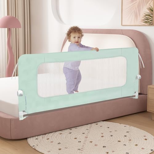 Bettgitter für Kinder, Rausfallschutz, Sicherheitsstange mit Doppelverriegelung, atmungsaktives Netz, Bettstange für Einzel- und Doppelbetten, 200 x 73-86 cm, Grün Bettgitter für Kinder, Rausfallschutz, Sicherheitsstange mit Doppelverriegelung, atmungsaktives Netz, Bettstange für Einzel- und Doppelbetten, 200 x 73-86 cm, Grün von LANTUS