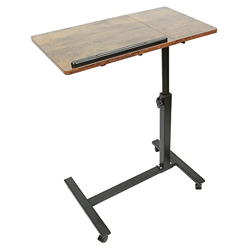 Computertisch für Computer, Tisch, Höhe, Holz, tragbar, höhenverstellbar, Rollen, faltbar, H x B x T: 60 x 34,5 x 58 – 90 cm (braun) von LANTUS
