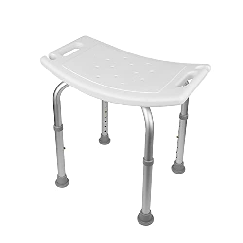 Duschhocker Duschstuhl für Senioren, Anti-Rutsch Badhocker Höhenverstellbar 51 * 39 * 60,5 cm (mit Löchern), Aluminium Badsitz Belastbar bis 150 kg fur Alten und Schwangere von LANTUS