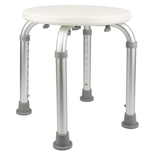 Höhenverstellbar Anti-Rutsch Aluminium Duschhocker Duschstuhl Badehocker Rund Badsitz Duschsitz Duschhilfe Anti-Rutschfür Senioren und Schwangere von LANTUS