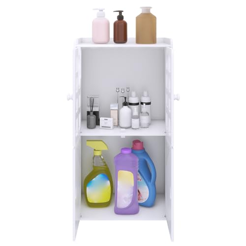 Kleiner Aufbewahrungsschrank für Toilette, Badezimmerschrank, Toilettenpapierhalter mit Schrank und verstellbaren Regalen, 30 x 22 x 75 cm (B), Weiß von LANTUS