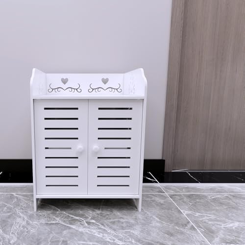 Kleiner Aufbewahrungsschrank für Toilette, Badezimmerschrank, Toilettenpapierhalter mit Schrank und verstellbaren Regalen, 40 x 35 x 53 cm (zwei Ebenen) von LANTUS
