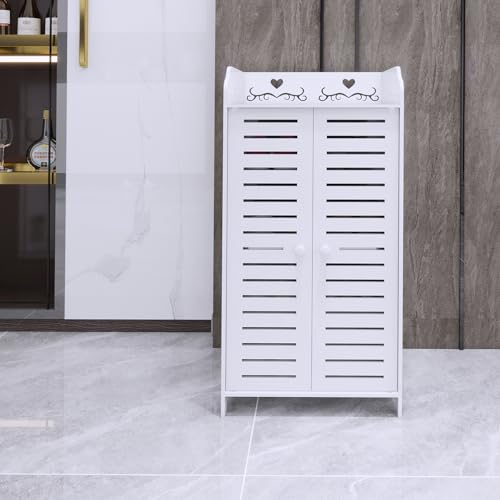 Kleiner Aufbewahrungsschrank für Toilette, Badezimmerschrank, Toilettenpapierhalter mit Schrank und verstellbaren Regalen, 40 x 35 x 90 cm (vier Ebenen) von LANTUS
