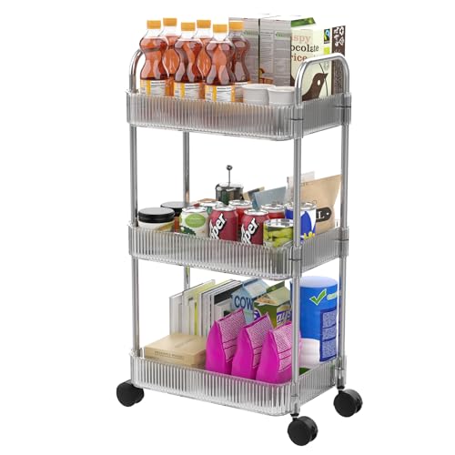 LANTUS Aufbewahrungswagen für Rolltische, vielseitig einsetzbar, mit Griff und Rollen, 40 x 28,5 x 69,7 cm (weiß) von LANTUS