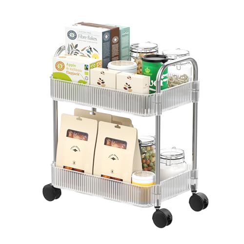 LANTUS Aufbewahrungswagen für Rolltische, vielseitig einsetzbar, mit Griff und Rollen, 40 x 29 x 44,2 cm (weiß) von LANTUS