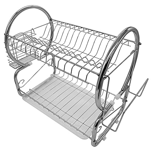 LANTUS Edelstahl-Abtropfgestell mit Abtropfbrett für Teller, Schüsseln, Tassen für Küchenregal, abnehmbar, 23 Ebenen (40 * 24 * 38 cm (Essstäbchenrohr + Schneidebretthalter)) von LANTUS
