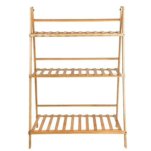 LANTUS Faltbares Pflanzenregal Bambus Display Ständer mit 3 Ablagen Hängestange Indoor/Outdoor 70x40x96cm - Drei Schichten Naturholz LANTUS Faltbares Pflanzenregal Bambus Display Ständer mit 3 Ablagen Hängestange Indoor/Outdoor 70x40x96cm - Drei Schichten Naturholz von LANTUS