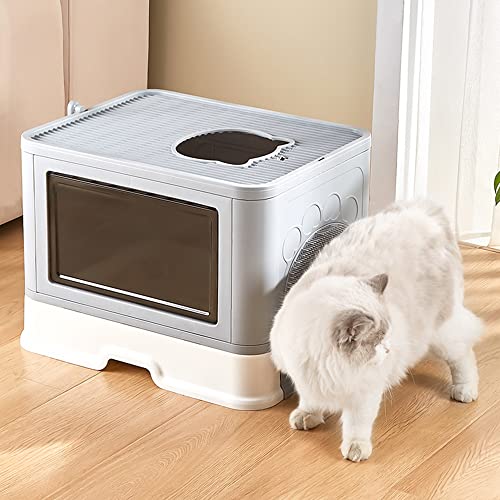 LANTUS Katzentoilette für Katzen, großes faltbares Katzentoilette mit Deckel, Schublade und Schaufel, tragbar, 51 x 41 x 38 cm, grau für Katzenbesitzer LANTUS Katzentoilette für Katzen, großes faltbares Katzentoilette mit Deckel, Schublade und Schaufel, tragbar, 51 x 41 x 38 cm, grau für Katzenbesitzer von LANTUS
