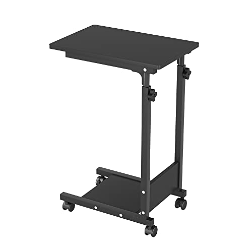 LANTUS Laptoptisch, höhenverstellbar, Holz, Ständer mit 4 Rollen, Gelb, klappbar, 56,5 x 37 x 95 cm (schwarz) von LANTUS
