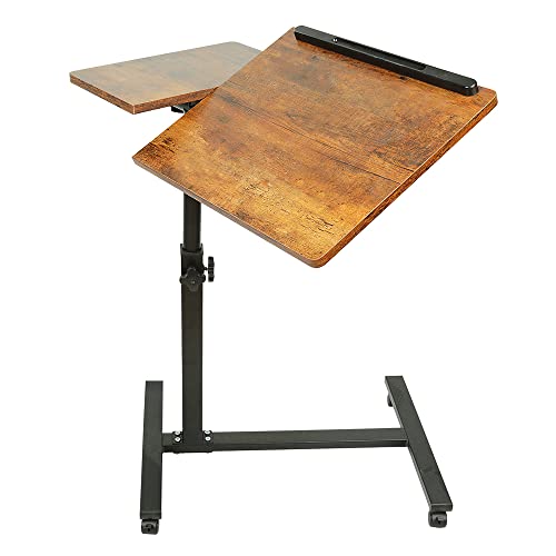LANTUS Laptoptisch, höhenverstellbar, Holz, Ständer mit 4 Rollen, Gelb, klappbar, 60 x 34,5 x 58/90 cm (Kirschbaum) von LANTUS