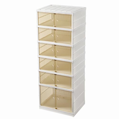 LANTUS Schuhbox, modulares Regal aus Kunststoff, Schuhregal mit Fächern, mit Tür, 44 x 34,5 x 117 cm (weiß) von LANTUS