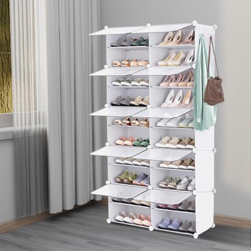 LANTUS Schuhschrank, Schuhschrank mit Tür, Schuhaufbewahrung, Schuhboxen, für Eingangsbereich, Wohnzimmer, Schlafzimmer, 83 x 32 x 156 cm (weiß) von LANTUS