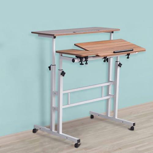 LANTUS Sitz- und Stehschreibtisch, für Studium, Arbeit, Schlafzimmer, 67 – 96 cm, für Arbeit zu Hause und Computer, kleiner klappbarer Schreibtisch, Gaming-Tisch, 80 x 60 x 67-115 cm (groß) Eiche von LANTUS