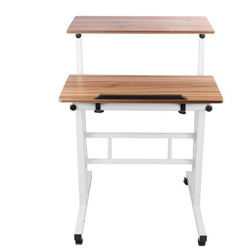 LANTUS Sitz- und Stehschreibtisch, höhenverstellbar, 67 – 96 cm, für Arbeit zu Hause und Computer, kleiner klappbarer Schreibtisch, Gaming-Tisch mit 2 Ebenen, Aufbewahrung, 60 x 60 x 67 – 115 cm von LANTUS