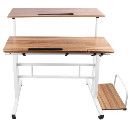 LANTUS Sitz- und Stehschreibtisch, komplettes Tablett, höhenverstellbar, Sitzerinnerungsfunktion, max. Belastung 120 kg, 102 x 60 x 67-115 cm (großes Format), Eiche antik von LANTUS