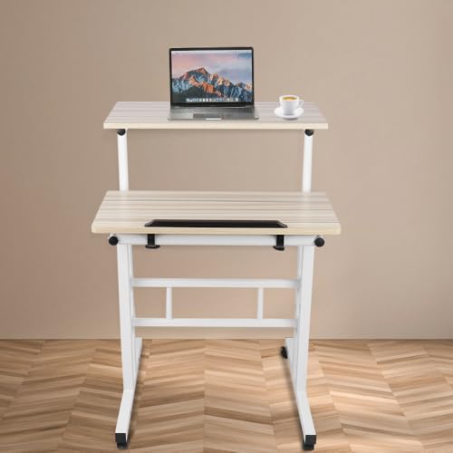 LANTUS Sitz- und Stehschreibtisch mit kompletter Platte, höhenverstellbar, Sitzerinnerung, maximale Belastung 120 kg, 60 x 60 x 67-115 cm (kleines Format A) von LANTUS