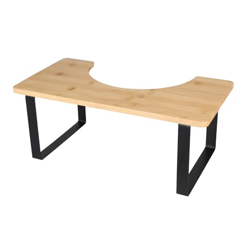 Toilettenhocker aus Holz, Badhocker 18 cm, Hockhöhe aus Metall mit Holz, Tritthocker für WC, natürlich, für Erwachsene zur Gesundheit des Dickdarms, (45 x 23 x 18 cm) von LANTUS