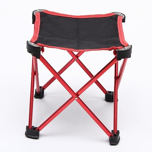 LANYIJINCHENG Tragbarer faltbarer Campinghocker, roter Metallrahmen mit schwarzem Sitz, kompakter Outdoor-Stuhl (1, klein) von LANYIJINCHENG