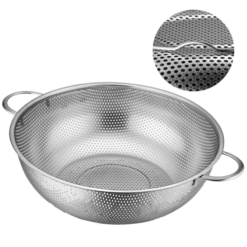 Edelstahl Sieb 22,5 cm Küchensieb Nudelsieb mit Griffen, 3 Quart Seiher Mikroperforiertes Lebensmittel-Sieb, Verdicktes Metallsieb Ideal für Nudeln Gemüse Obst Edelstahl Sieb 22,5 cm Küchensieb Nudelsieb mit Griffen, 3 Quart Seiher Mikroperforiertes Lebensmittel-Sieb, Verdicktes Metallsieb Ideal für Nudeln Gemüse Obst von LANYOTA