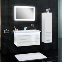 Lanzet - M9 Badmöbel Set 5-teilig, 100cm breit, Weiß, led Spiegelelement + Midischrank'-'90132145 von LANZET